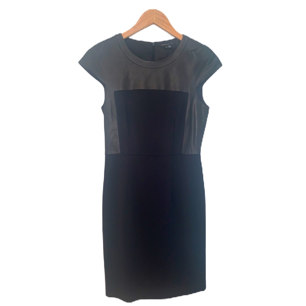 Theory Black Lambskin/Viscose Dress Size 2
